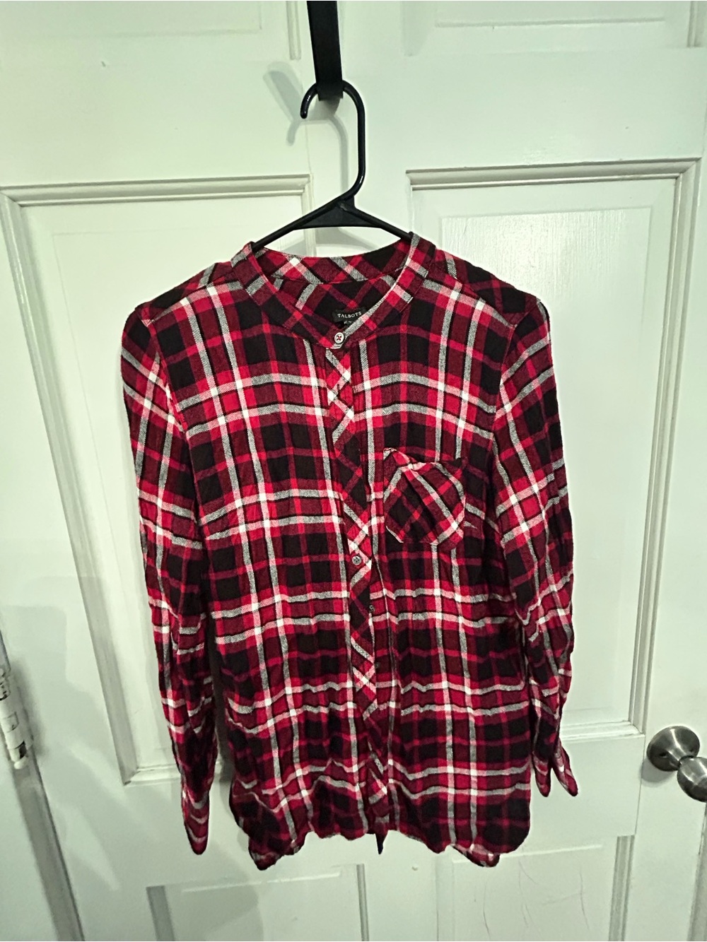 Talbots Red Black and White Plaid Button-Down Shirt